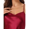 cheibear Women's Satin Cowl Spaghetti Straps Neck Nightdress Full Slip Sleeveless Backless Slit Cross Back Nightgown - 4 of 4