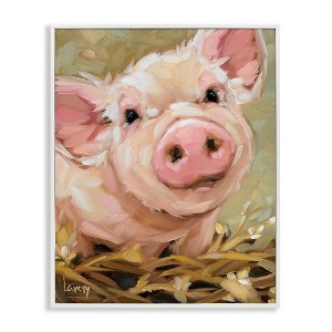 Stupell Industries Happy Pig Farm Animal Portrait Framed Giclee Art - 1 of 4
