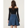 INSPIRE CHIC Women's High Waist A-Line Flared Pleated Above Knee Denim Skirt - 4 of 4