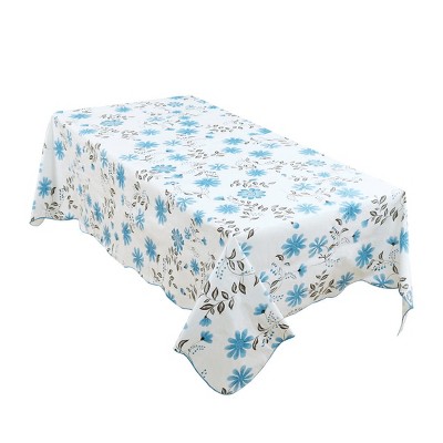 54"x71" Rectangle Vinyl Water Oil Resistant Printed Tablecloths Blue Flower - PiccoCasa