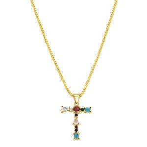 Adornia 14k Gold Plated Multi Color Stone Initial Necklace - 1 of 4