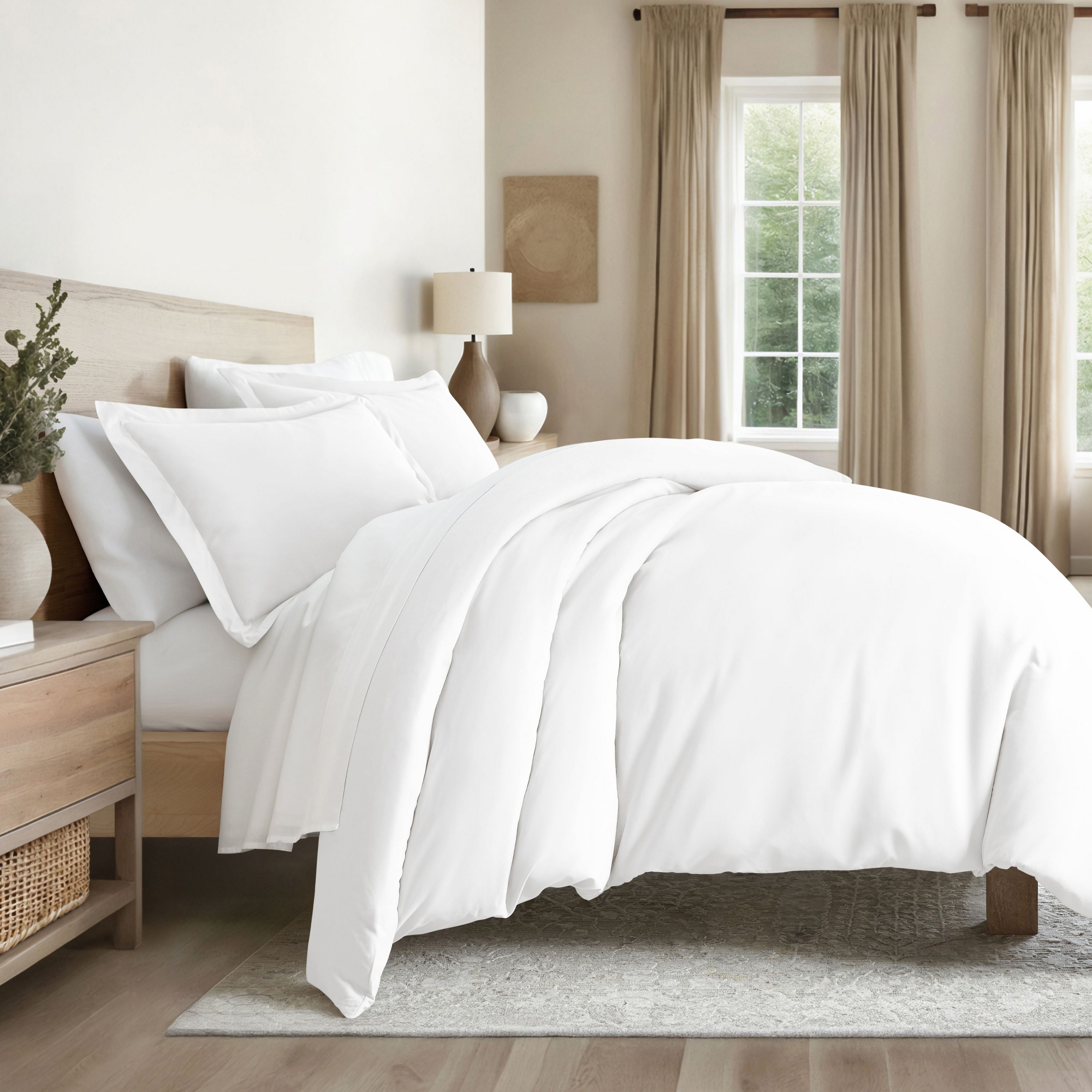 3 Piece Duvet Cover & Shams Set White, King/California King