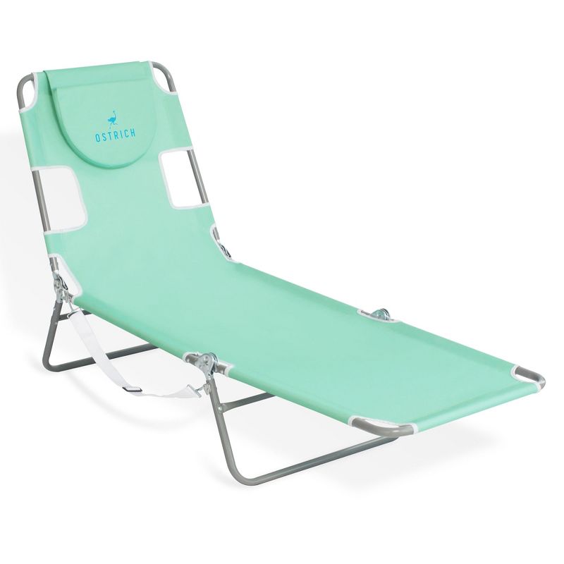 Ostrich 72" x 22" Chaise Lounge Portable Reclining Lounger, Outdoor Patio Beach Lawn Camping Pool Tanning Chair, Teal, 1 of 7