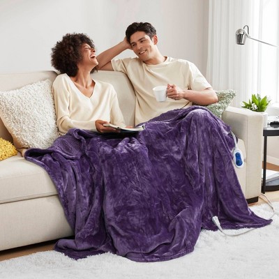 Oversized Purple Sherpa Electric Heated Blanket, 60" x 70"