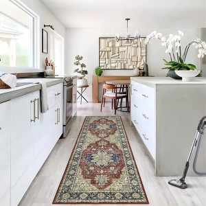 Area Rugs Vintage Floral Distressed Rug ,Non-Slip Low Pile Distressed Indoor Carpet Soft Rug - 1 of 4