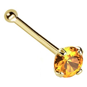 Jewelry Avalanche 22G 14K Gold Ball-end Nose Stud with Citrine Gemstone - 1 of 2