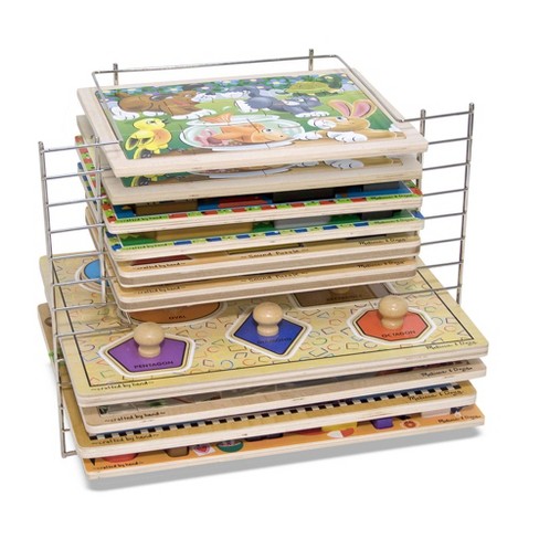 Melissa Doug Deluxe Metal Wire Puzzle Storage Rack For 12 Small And Large Puzzles Target