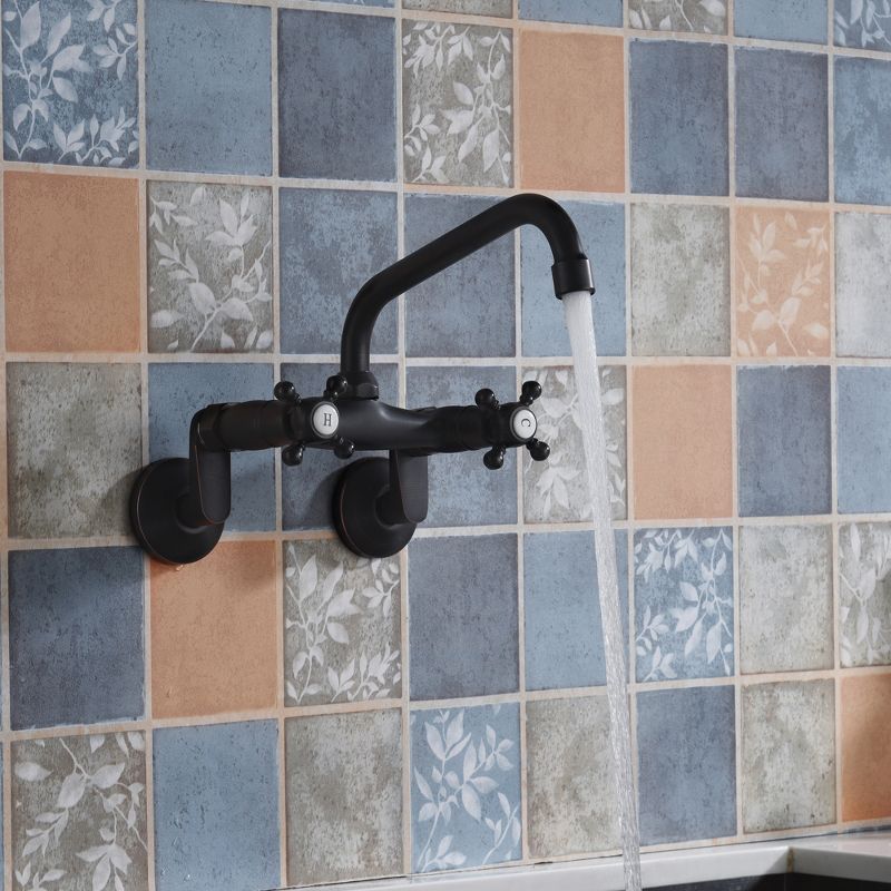 Sumerain Wall Mount Sink Faucet,Oil Rubbed Bronze Finish, 3" to 9" Adjustable Spread with Two Handle, 5 of 16