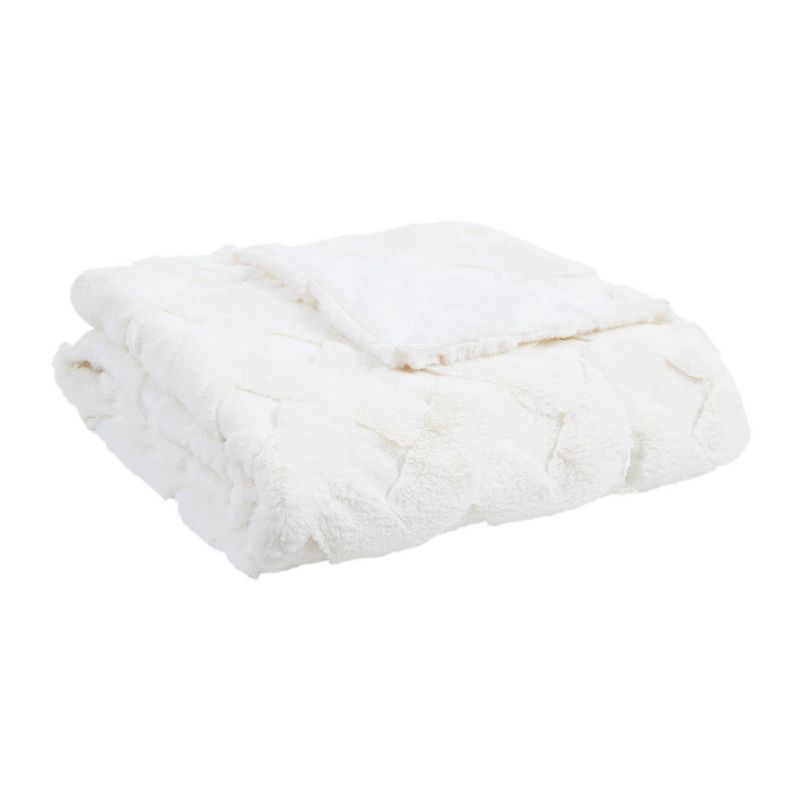 50"x60" Jane Luxury Basketweave Faux Fur Throw Blanket, 1 of 8