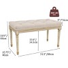 Itopfox Upholstered Bench for Bedroom, Piano, Dining, Entryway, Living Room with Button Tufted Padded Seat and Carved Wood Legs, Beige - 3 of 4