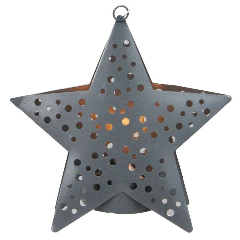 Northlight 4.5" Gray Lighted Round Cut-Outs Petite Star Christmas Ornament, 1 of 4
