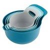 4 Piece Nesting Plastic Mixing Bowl Set with Pour Spouts and Handles, Blue - 4 of 4