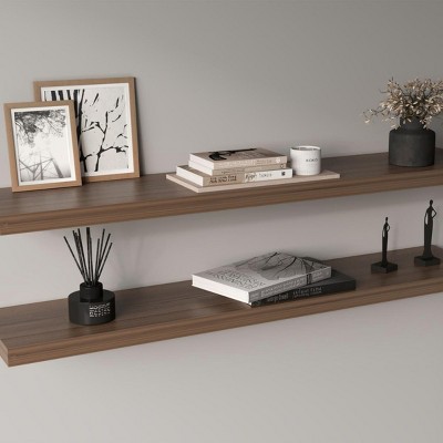 INFURNIC Decorative Wall Shelf Floating Shelves Set for Displaying Books and Decor Modern Minimalist Design, Brown, 9.8"*47"*1.5"
