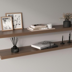 INFURNIC Decorative Wall Shelf Floating Shelves Set for Displaying Books and Decor Modern Minimalist Design, Brown, 9.8"*47"*1.5" - 1 of 4