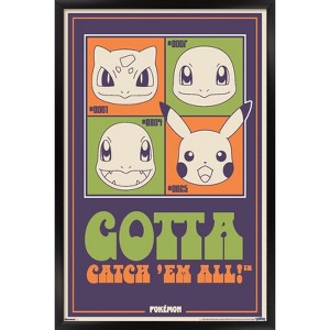 Trends International Pokemon: Groovy Vibes - Gotta Catch 'Em All! Framed Wall Poster Prints - 1 of 4
