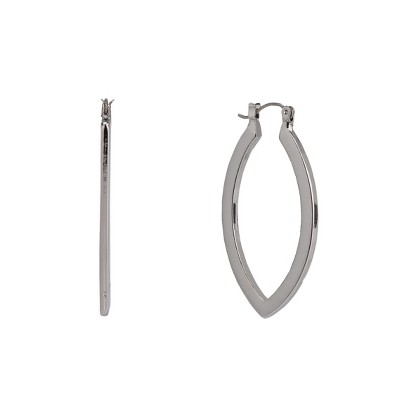 Christian Siriano New York Silver Tone Navette Hoop Earrings
