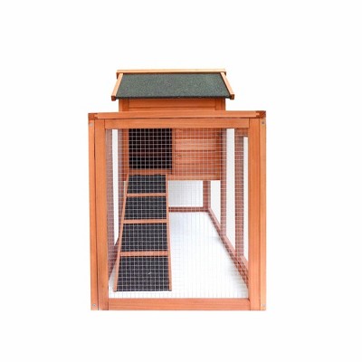 48'' Light Brown Solid Wood Chicken Coop with Ramp and Ventilation