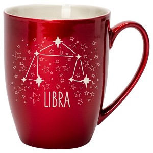 100 North Zodiac 10 Ounce Cardinal Red Metallic Finish, Comfortably Fits Your Hands, New Bone China Coffee Tea Cup Mug, Libra - 1 of 1