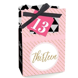 Big Dot of Happiness Chic 13th Birthday - Pink, Black and Gold - Birthday Party Favor Boxes - Set of 12 - 1 of 4