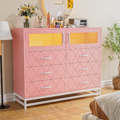 Jojoka Modern Dresser for Bedroom with 6 Drawers & 2-Door Storage Cabinet