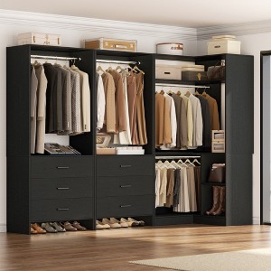 Aheaplus Set of 3 Freestanding Corner Closet System, 81'' Space-saving Closet Organizer with Drawers and Hanging Rods - 1 of 4