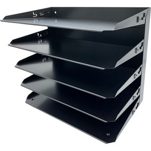 Huron - Horizontal Slots - Desk Organizer - 5 Compartments - Steel - Black - 15 in. x 15 in. x 8.8 in. - 1 Each - 1 of 3
