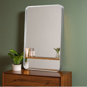 Electroplated Silver Aluminum Alloy Rectangular Wall Mirror with Rounded Edges - 1 of 3