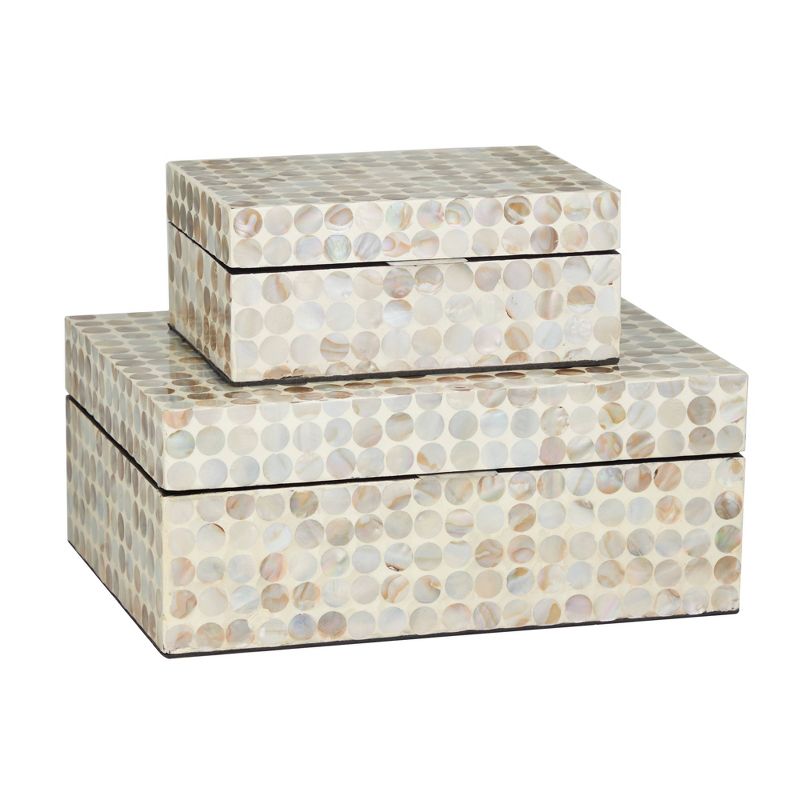 Set of 2 Wooden Boxes with Pattern - Olivia & May, 1 of 21