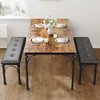 Dining Table with Benches, Dining Room Table Set for 4, Kitchen Table Set with Roman Column - 4 of 4