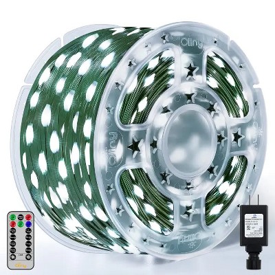 Ollny 1000 LED Cool White IP67 Waterproof Christmas String Lights (Green Wire, Plug in, 8 Modes)