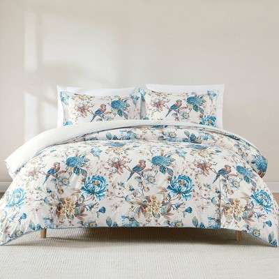 Lush Décor Full/Queen Bird And Hydrangea Reversible Cotton Duvet Cover Green