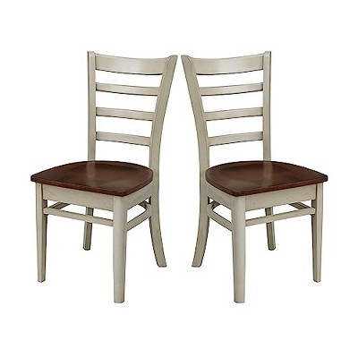 Antiqued Almond & Espresso Ladderback Solid Wood Side Chair
