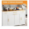 Kitchen Island With Pull Out Trash Can Storage And 3 Drawers Rolling Kitchen Island Cart On Wheels With Widen Drop Leaf Wood Top, White - 4 of 4