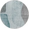 Teal Blue Aqua And Gray Abstract Washable Indoor Outdoor Area Rug - 4 of 4