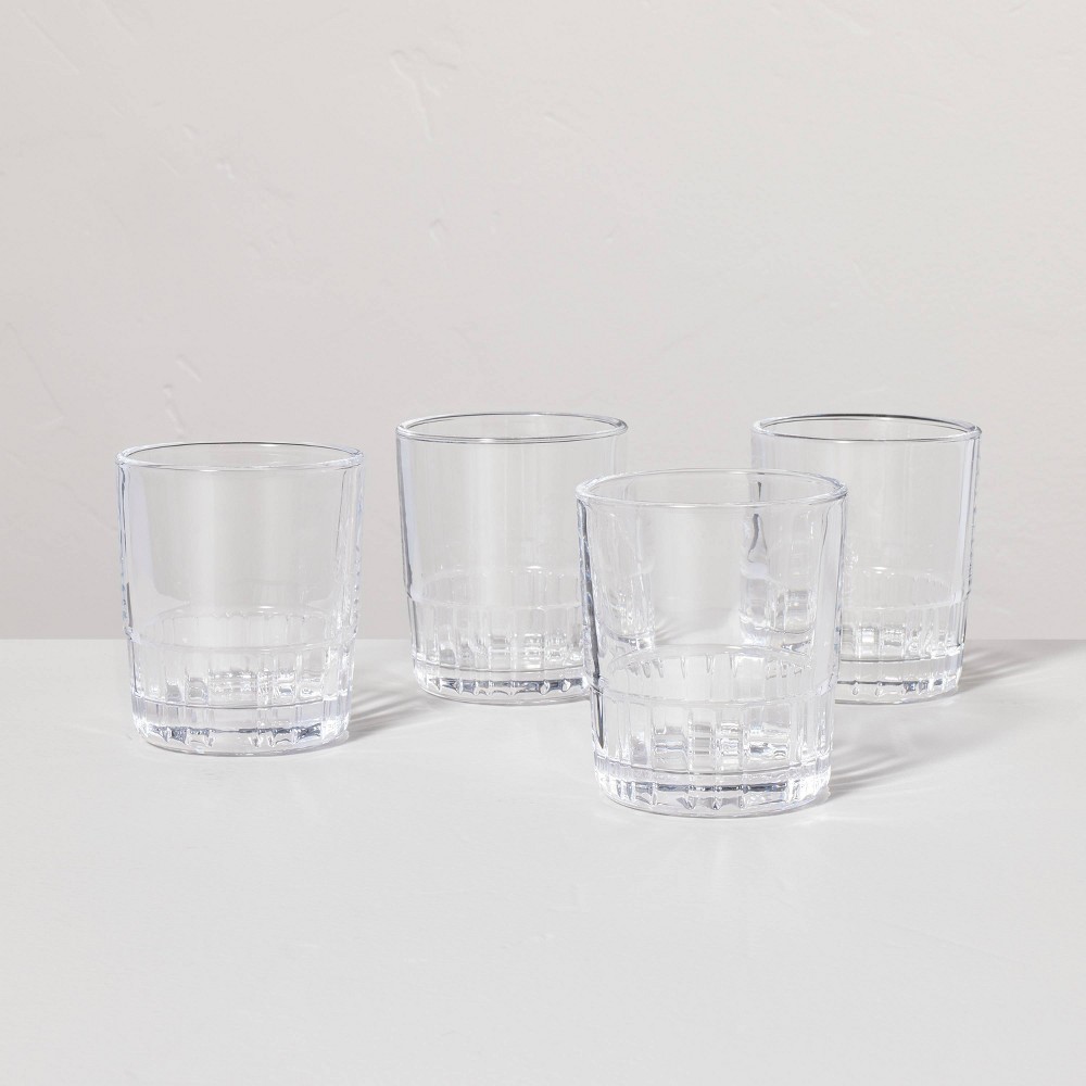 Photos - Glass 4pk 6.5oz Short Fluted  Tumbler Set Clear - Hearth & Hand™ with Magno