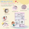 Kids Play Kitchen Set with Realistic Sound Effects, Stove Lights, Water Dispenser and Storage for Toddlers Girls Boys 3-6 Years Old, Pink - 4 of 4