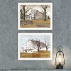 2Piece Vignette Stone Cottage Farmhouse & White Wooden Barn with Hay Rake White Framed Wall Art for Living Room,Home Decor by Billy Jacobs - 2 of 4