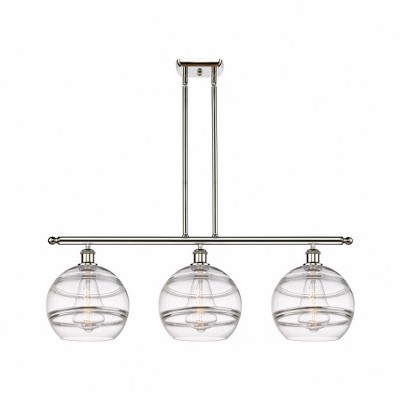 Rochester - 3 Light Stem Hung Island In Industrial Style-12.13 Inches Tall and 36.5 Inches Wide