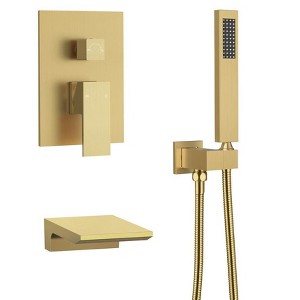 CRANACH Single-Handle 2-Spray Tub and Shower Faucet with Waterfall Bathtub Faucet in Brushed Gold (Valve Included) - 1 of 4