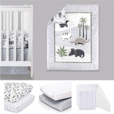 Image of The Peanutshell Dino Complete Nursery Set: Crib Bedding Set, Sheets, Changing Pads and Changing Pad Liners - 11-Piece Set