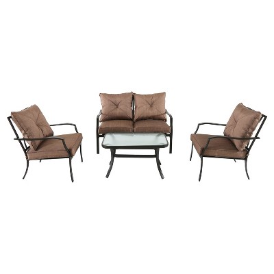 Crawford 4pc Metal Patio Chat Set - Tan