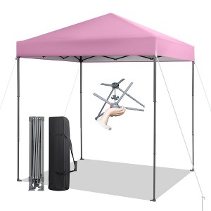 Tangkula 6.6x6.6 FT Folding Pop-up Canopy w/ 6.2-8 Height Adjustment Outdoor Pink - 1 of 4