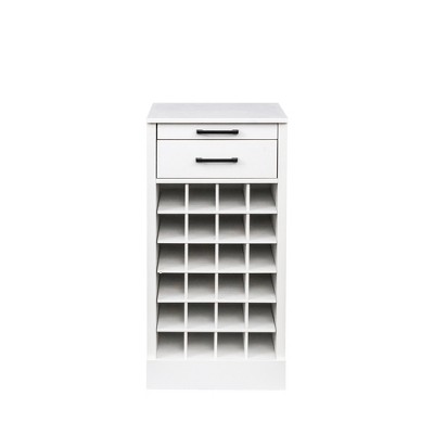 Vynxaria Bar Serving Carts, White Modular 28-Bottle Wine Cabinet Buffet