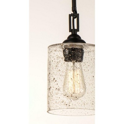 Bronze and Seeded Glass Single Pendant Light