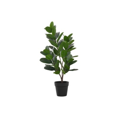 Maggift Artificial Plant Garcinia Tree Indoor Faux Greenery Potted Real Touch Decorative Green Leaves Black Cement Pot, Green, 15.5"*12"*28"