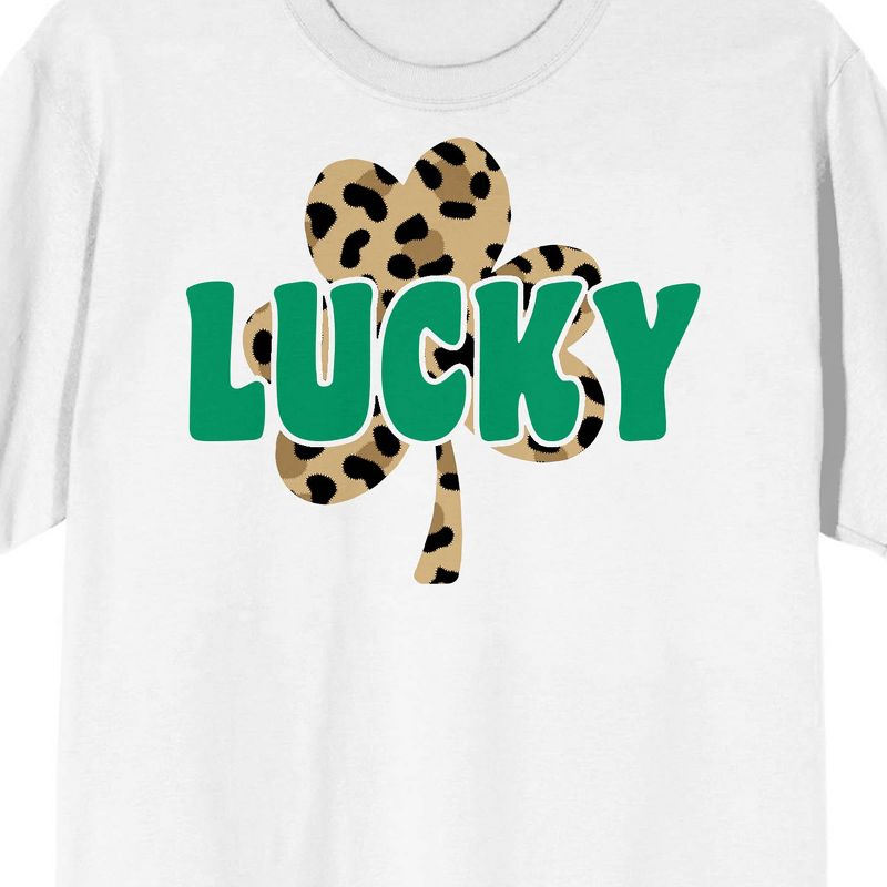 St Pats Lucky Cheetah Crew Neck Short Sleeve Women's White T-shirt, 2 of 4