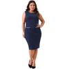 Agnes Orinda Women's Plus Size Work Office Crew Neck Sleeveless Knit Dual Pocket Bodycon Midi Dresses - 3 of 4