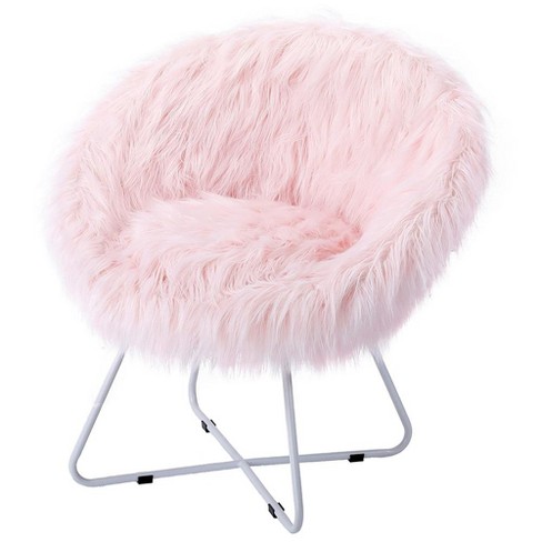 Faux fur best sale chair pink