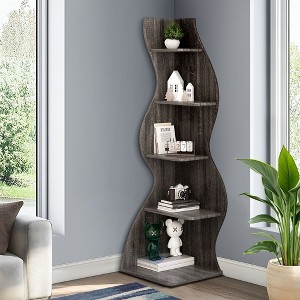 UbMelt Modern 5 Tier Book Shelf,Wall Corner Display Storage Bookcase for Home Office,Living Room,Bedroom - 1 of 4
