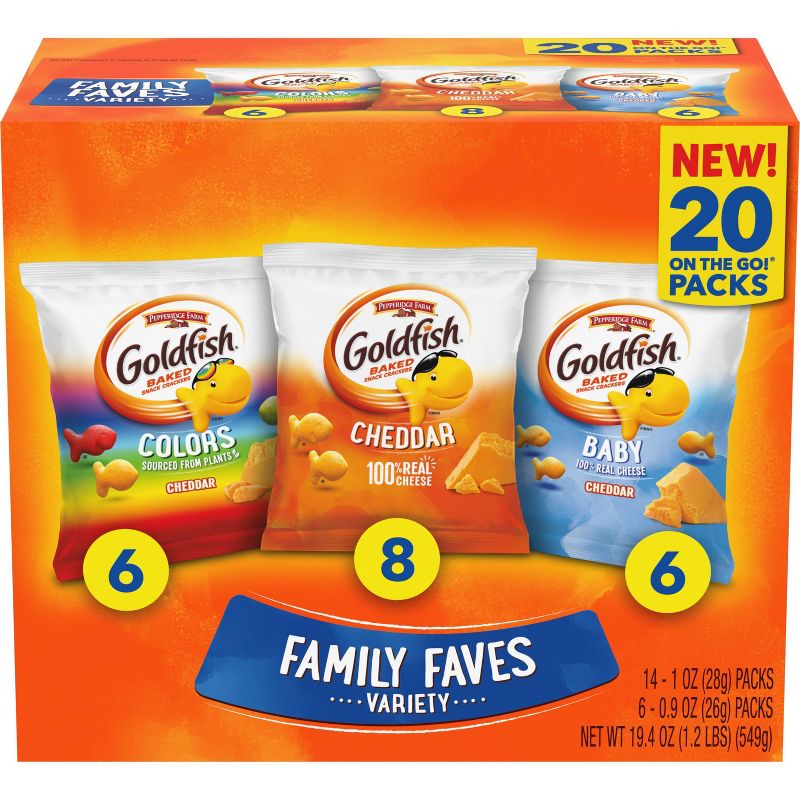 Goldfish Crackers Family Faves Variety Pack - 19.4oz/20ct, 1 of 13